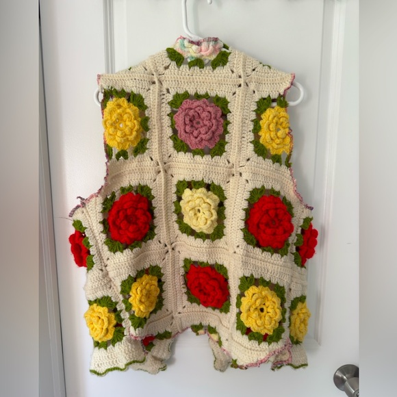 Vintage Cottagecore Knitted Blanket Vest - Picture 2 of 4